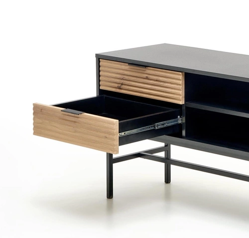 TV stolek Nihala 150 cm loftový černý dřevěný dub artisan se zásuvkami do obýváku