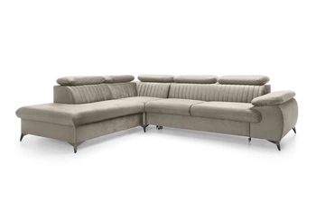 Moderní levá rohová pohovka Lund L s rozkladem na spaní, béžová, s úložným prostorem do obýváku