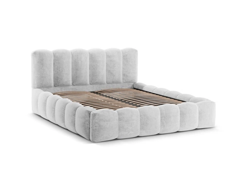 Čalouněná postel Lupine 180x200 stříbrná chenille s úložným prostorem do ložnice glamour