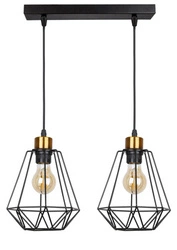 Závěsná lampa Primo černá+zlatá 2x60W E27 stínidlo černé