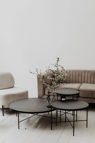 Kulatý konferenční stolek Tre 900 černý moderní kovový do obýváku NORDIFRA 90 cm