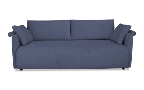 Rozkládací sametová pohovka Mondel tmavě modrá s úložným prostorem pro 3 osoby do obýváku na spaní