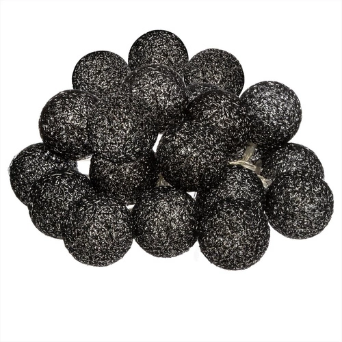 Girlanda bavlněné koule 20 LED lampiček černá