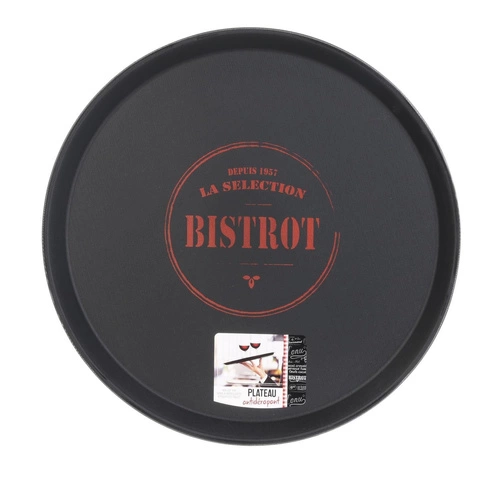 Kulatý protiskluzový podnos na nápoje a občerstvení Bistrot Intesi retro 35,5 cm