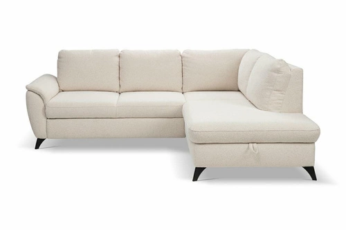 Rohová rozkládací pohovka Nevada béžová pravá moderní do obýváku s úložným prostorem