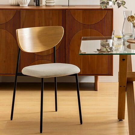 Čalouněná jídelní židle Jaisa Atmosphera béžová, skandinávský styl, černé nohy