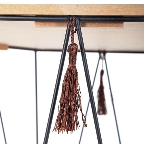 Dřevěný osmihranný konferenční stolek s třásněmi v boho stylu s úložným prostorem do obývacího pokoje Atmosphera