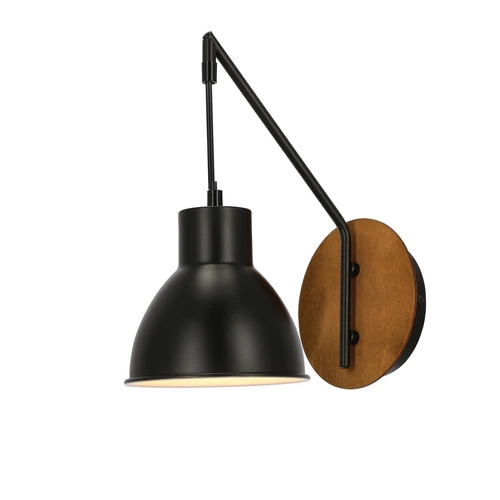Nástěnné svítidlo Vario černé kovovo-dřevěné moderní do obýváku a ložnice 32 cm
