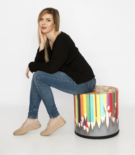Kulatý puf multicolor Paint Intesi moderní do obýváku a ložnice s odnímatelným potahem 40 cm