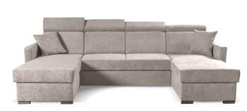 Moderní béžová rohová sedačka do obýváku s rozkladem a úložným prostorem Mils U Intesi