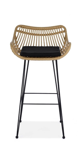 Hoker Surabaya ratanový s opěrkou a područkami do kuchyně skandinávský černý