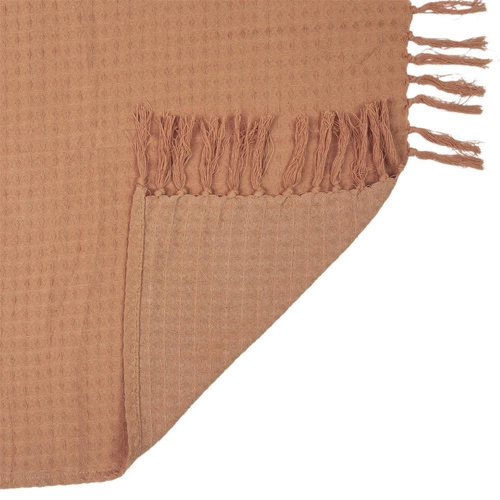 Bavlněná deka Waffle Intesi okrová 150x200 cm hřejivý přehoz na pohovku nebo postel