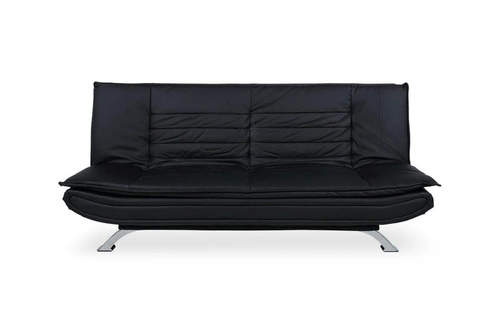 Rozkládací pohovka s funkcí spaní Faith 3místná černá ekokůže moderní do obýváku