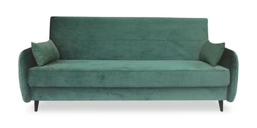 Rozkládací sametová pohovka Dolly zelená dvoumístná s úložným prostorem do obýváku Intesi