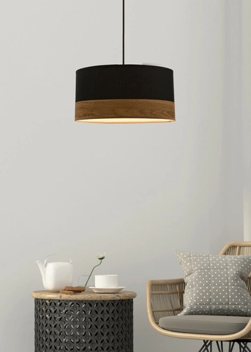 Závěsná lampa Porto černá 1x60W E27 stínidlo černá+hnědá