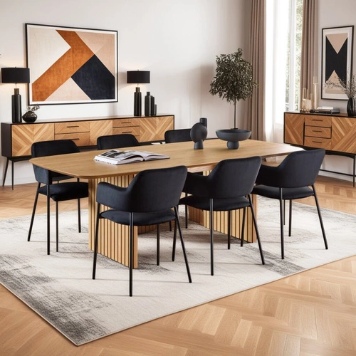 Sada 2 sametových černých židlí Lima s područkami