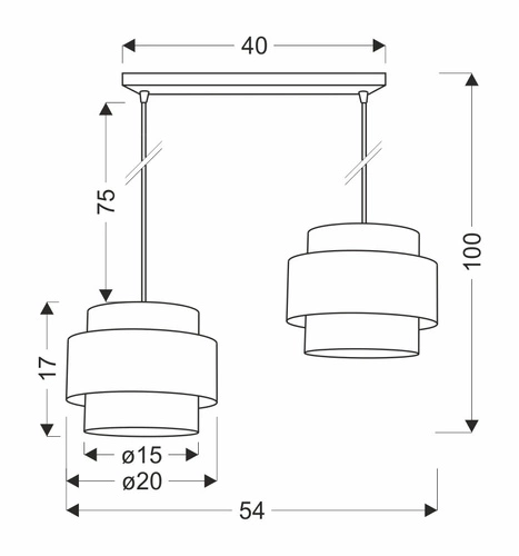 Závěsná lampa Benta černá 2x40W E27 stínidlo černá+krémová