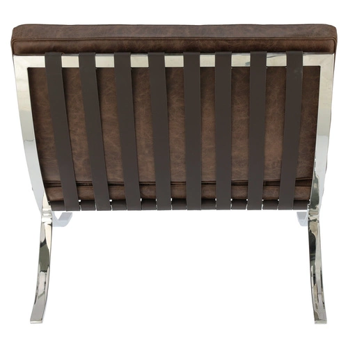 Kožené relaxační křeslo BA1 inspirované Barcelona hnědé do obýváku moderní retro