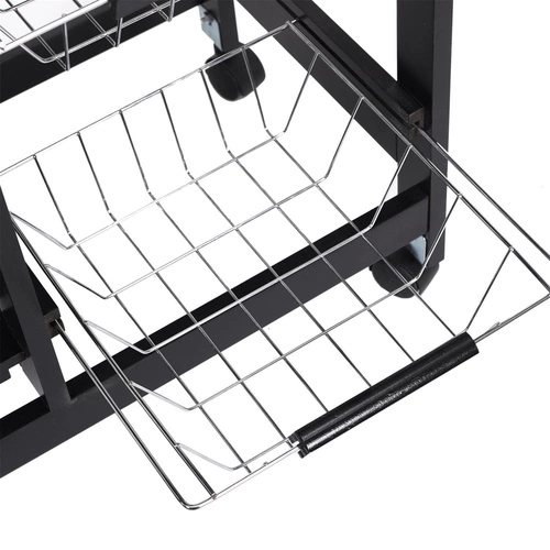 Intesi Troy kovový barový vozík na kolečkách do kuchyně a obýváku, moderní, černý, dvouúrovňový