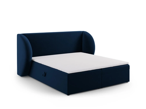 Čalouněná postel Miley modrý samet 180x200 s úložným prostorem do ložnice glamour