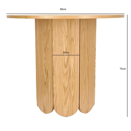 Kulatý jídelní stůl 90 cm Puro dub přírodní moderní na jedné noze Intesi