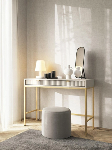 Toaletní stolek Delicious moderní drásaný kašmír zlaté nohy se zásuvkami do ložnice Intesi