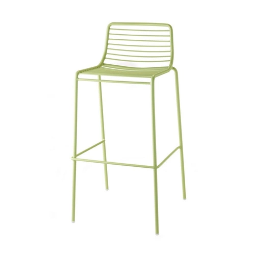 Kovová barová židle s opěrkou Summer zelená moderní 75 cm do kuchyně a zahrady