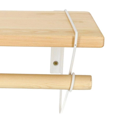 Nástěnná police Bish bílá dřevěná s tyčí do předsíně skandinávský styl 60 cm