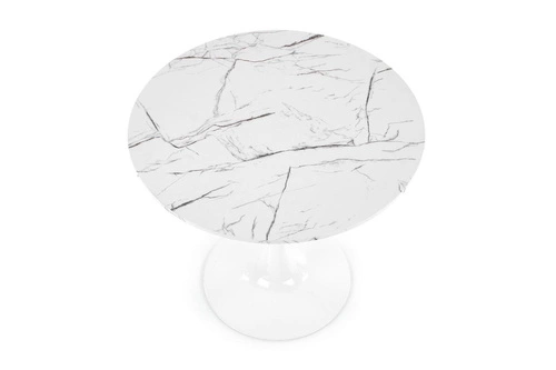 Jídelní kulatý stůl Verden bílý mramor moderní na jedné noze 80 cm Intesi