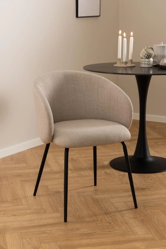 Moderní béžová čalouněná židle na černých nohách Lirra Beige Black
