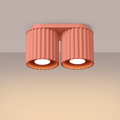 Moderní stropní svítidlo AURA 2 růžové kulaté do obýváku a kuchyně hliník
