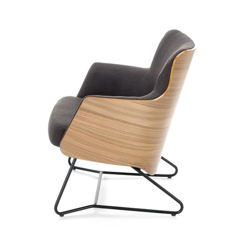 Čalouněné křeslo Calderon šedý ořech na lyžinách do obýváku moderní industriální Intesi