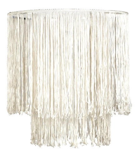 Závěsné svítidlo Brasil bílá moderní do obýváku a jídelny z pleteného provazu 28 cm