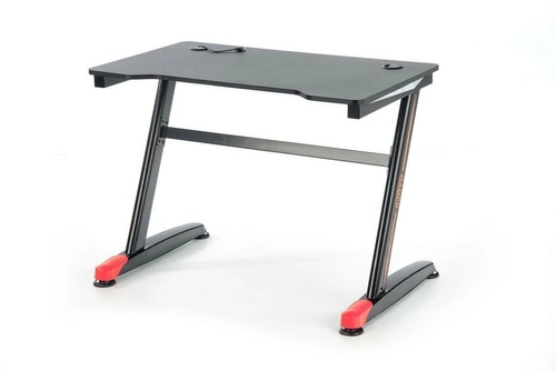 Herní stůl Zap černo-červený moderní s LED osvětlením do studentského pokoje