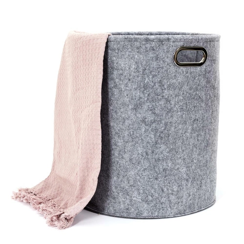 Sada 2 plstěných kulatých krabic šedé barvy