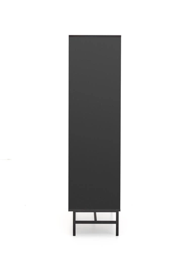 Vysoká komoda Nihala dub artisan černá loftová s frézovanými čely do obýváku 100 cm