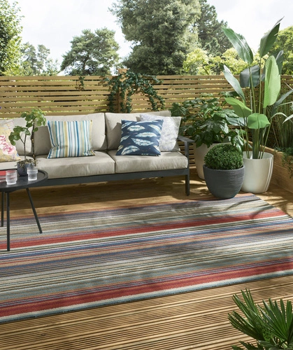 Venkovní koberec Spectro Stripes Teal Sedonia Rust 140x200cm