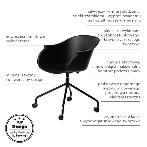 židle na kolečkách ROUNDY černá