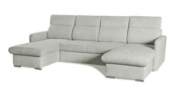 Velká rohová sedačka do U Limi s rozkladem a úložným prostorem šedá moderní do obýváku