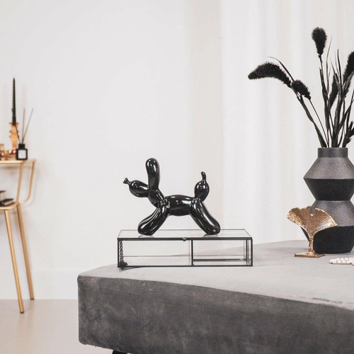 Dekorativní figurka balonový pes černý HV decor moderní na komodu do obýváku 14,5 cm