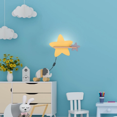 Nástěnné svítidlo Star lamp 5W LED 4000K iq kids s drátem z wł gold+grey