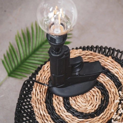 Noční lampa Gun černá moderní keramická do ložnice a obýváku industriální design 32 cm