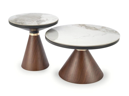 Konferenční stolek Suli kulatý bílý mramor moderní glamour do obýváku 70 cm Intesi