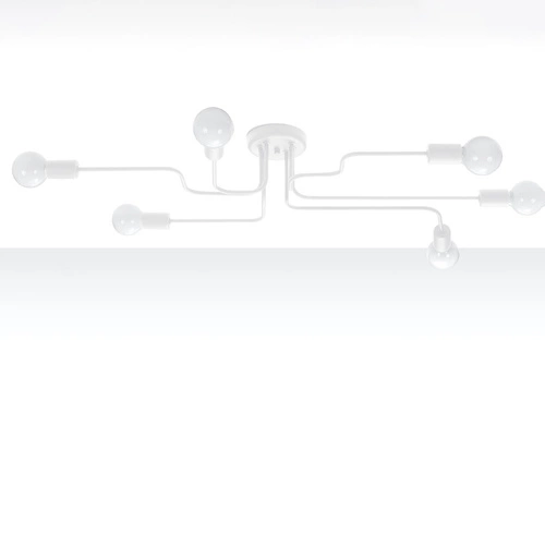 Loftový lustr VECTOR 6 bílý do obýváku a jídelny kovový 6ramenný SOLLUX LIGHTING