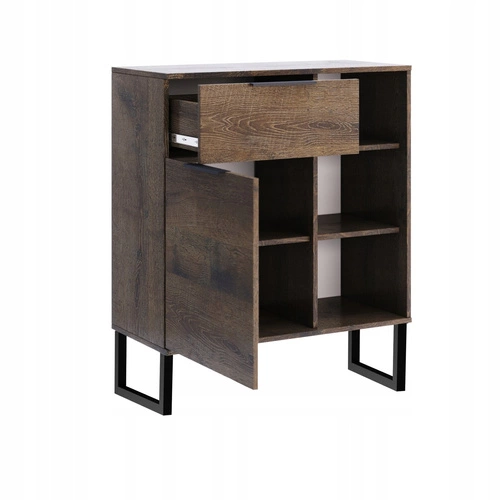 Moderní hnědá komoda s policemi a zásuvkou na nožkách do obývacího pokoje Anciano Intesi