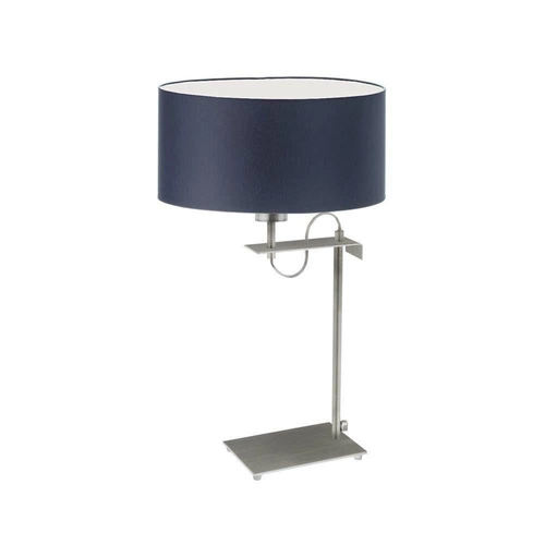 Noční lampička Alaska moderní s tmavě modrým stínidlem a stříbrnou základnou do ložnice LYSNE