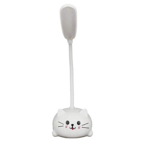 Dětská stolní LED lampa Kitty bílá, moderní, nabíjecí s ohebným ramenem
