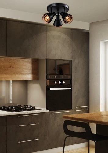 Stropní svítidlo Neria černé kovové s měděným stínidlem do obýváku moderní 36 cm