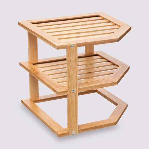 Bambusová rohová stojací police dvoupatrová na knihy a květiny 5five Simply Smart