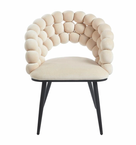 Čalouněná sametová židle Bulle VIC béžová s područkami do jídelny a obývacího pokoje Intesi